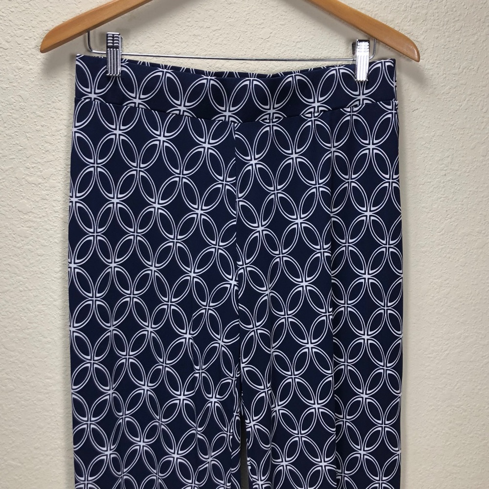 JM Collection Navy Blue & White Palazzo Pants - Picture 2 of 5